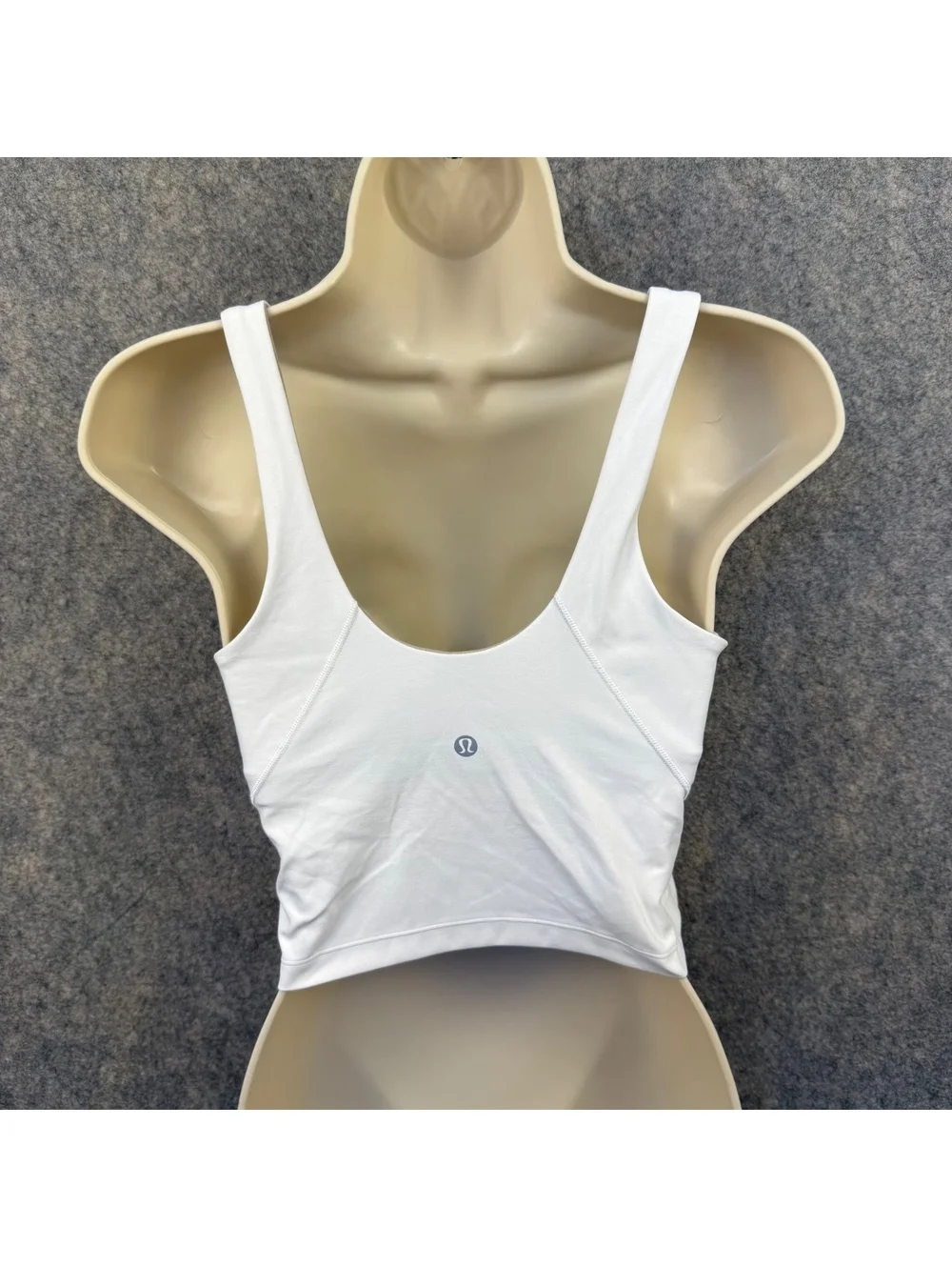 Lululemon Long Line Sports Bra Fully Lined White Khaki Size 8 820